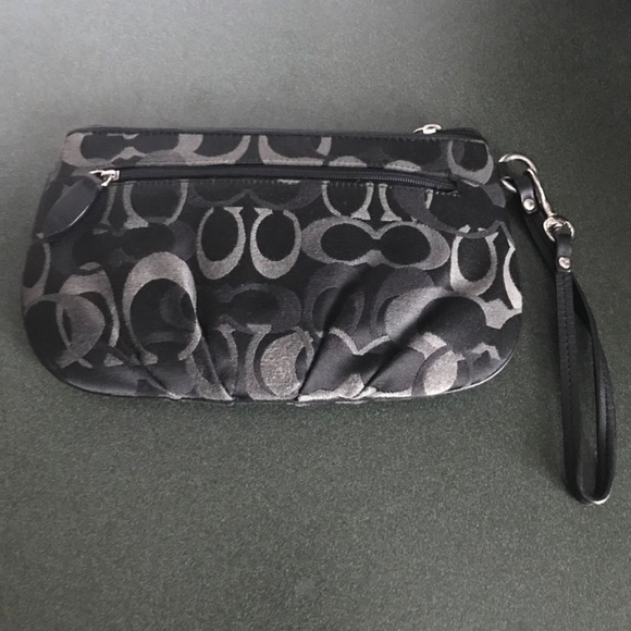 Coach Black Canvas Leather Wristlet Clutch - Picture 5 of 15